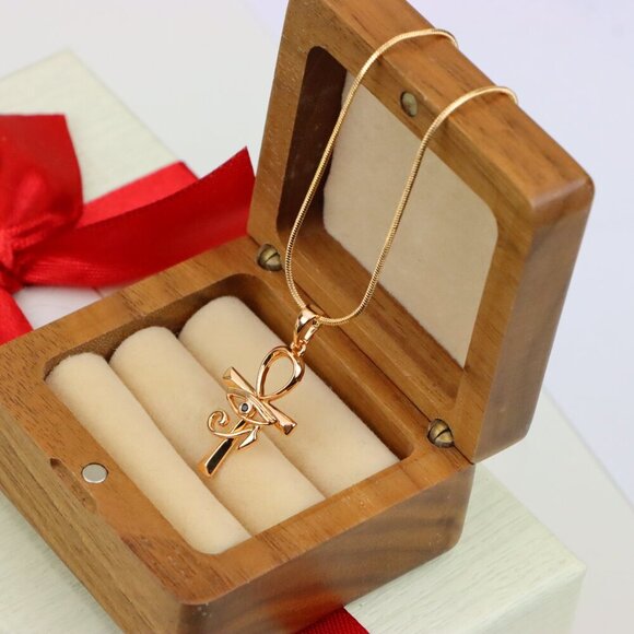 "Rose Gold Ankh Cross Pendant with Eye of Horus Design, XPPT1226 - Picture 13 of 13